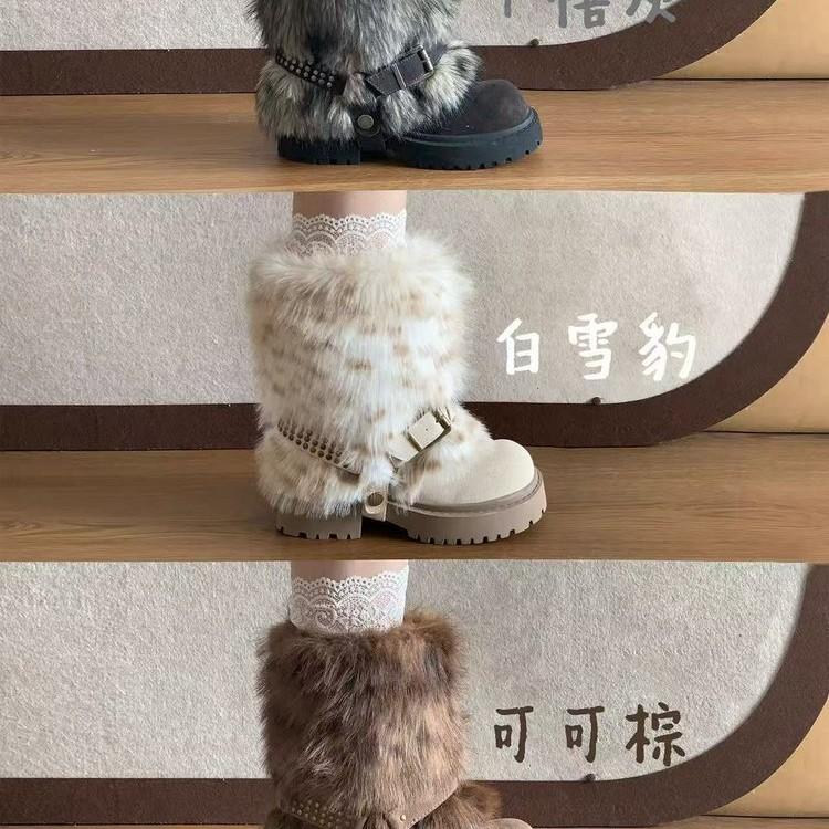 Retro thick-soled velvet warm leopard print snow boots women's 2025 new autumn and winter thickened non-slip and heightened big-headed cotton boots