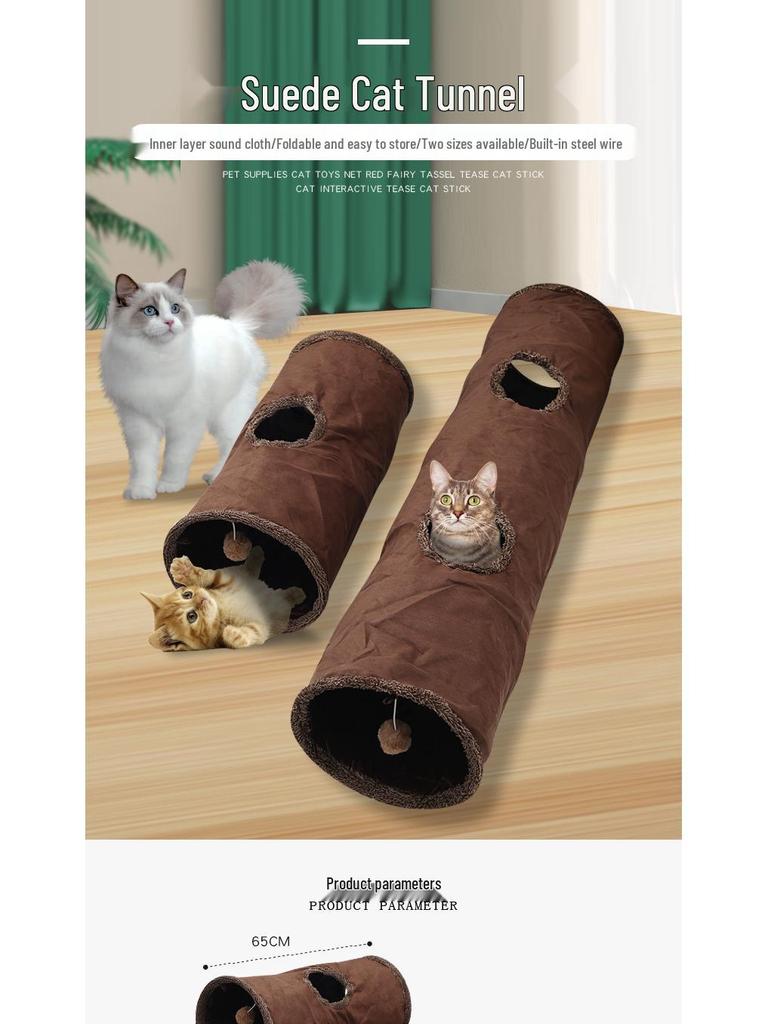 Faltbares Wildleder Katzen Tunnel Spielzeug