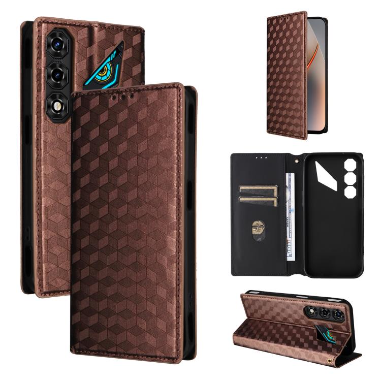 Cubic Grid Texture Flip Leather Phone Case
