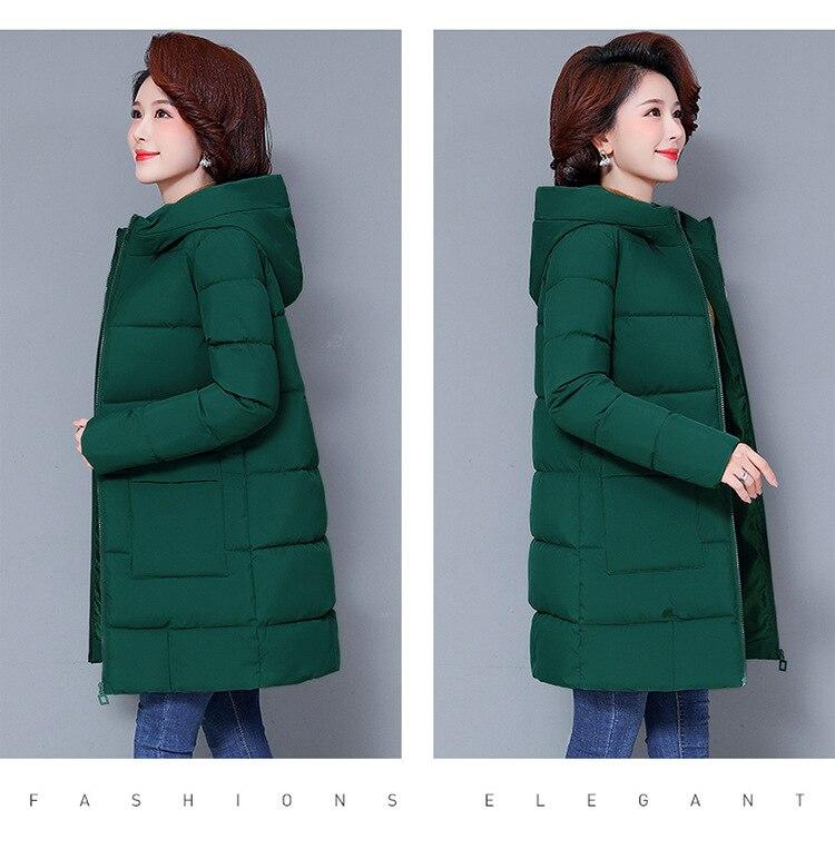 M-5XL Plus Size Middle Aged Mother Down Padded Jacket New Hooded Thick Warm Cotton Parkas Women Winter Coat Doudoune Femme
