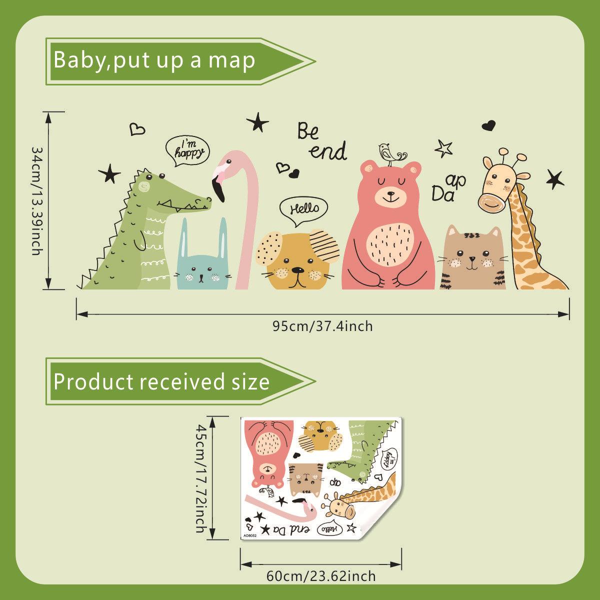 

Little Animals English Quote Wall Sticker Removable Background Decor for Bedroom Living Room Home Decoration 45x60cm