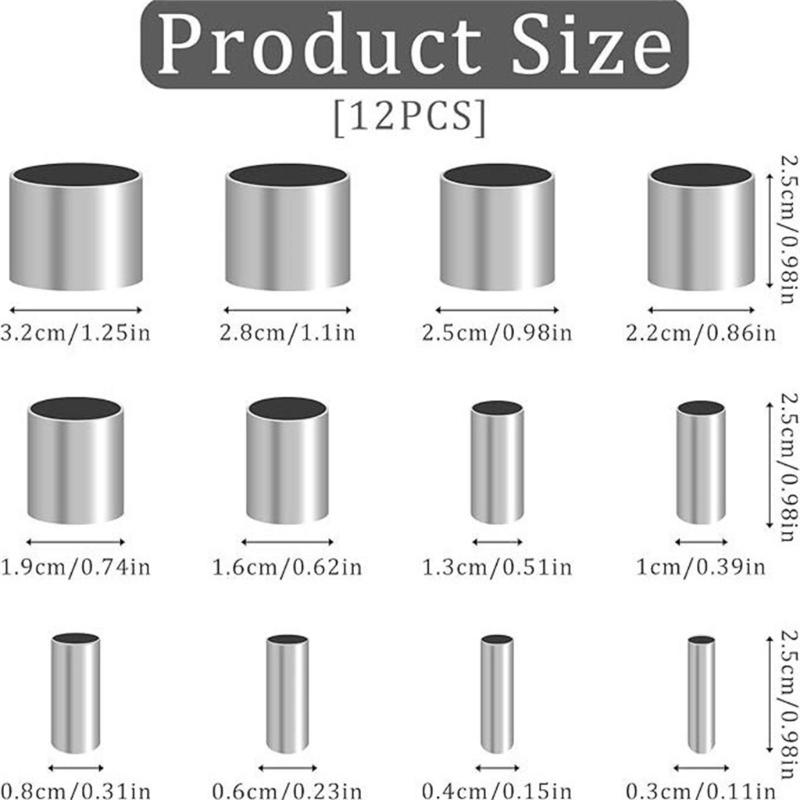 12Pcs Ceramic Dotting Baking Indentation Molds Tool Stainless Steel Pottery Clay Cutter 3mm-32mm Cookie Fondant Cutter