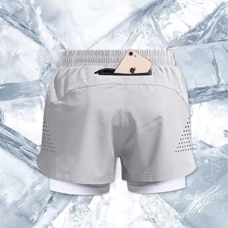 

Men s Quick-Dry Running Shorts with Phone Pocket, 3/4 Length, Ideal for Summer Track and Field or Marathon. 5XL світло-сірий колір