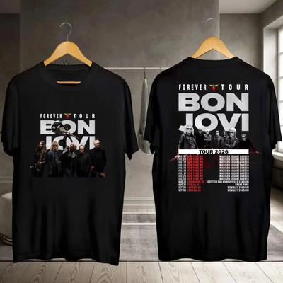 A Camiseta Rock da Turnê Permanente de 2026 do Bon Jovi É Uma Camiseta de Algodão Puro na Moda Adequada para Homens e Mulheres Camiseta Bon Jovi