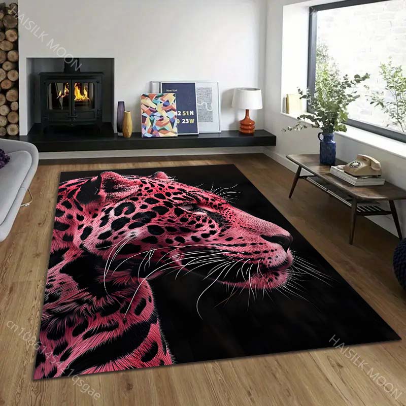 1 Stück Mehrere Größen Bunter Teppich mit Leopardenmuster für Wohnzimmer Schlafzimmer Sofa Heimdekoration Rutschfeste Fußmatte Luxuriöses Geschenk