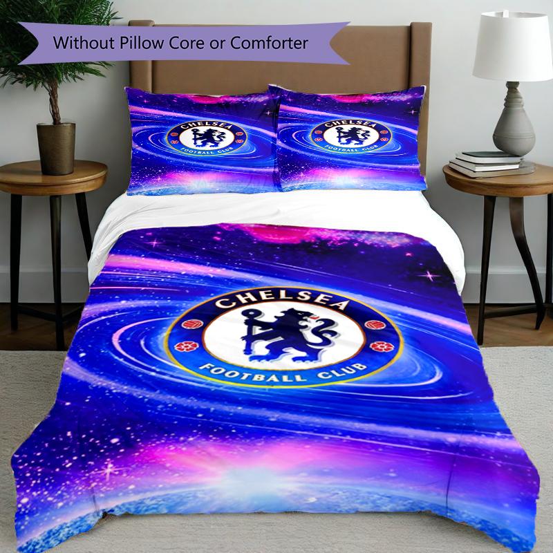 3pcs Duvet Cover Set (1*Duvet Cover + 2*Pillowcase, Without Core),Chelsea F.C Print Bedding Set, Bedroom Decor, All‑Season, Birthday Gift
