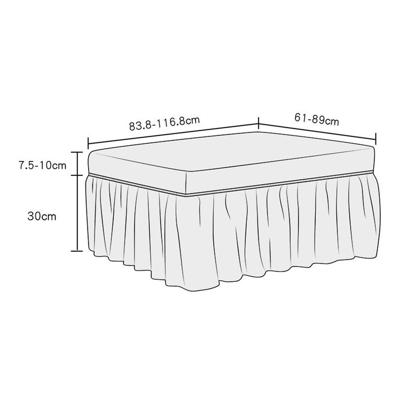 Stretch Ottoman Slipcover Removable with Skirt Footstool Protector Seersucker Thick Ottoman Cover for Living Room Cat Dog