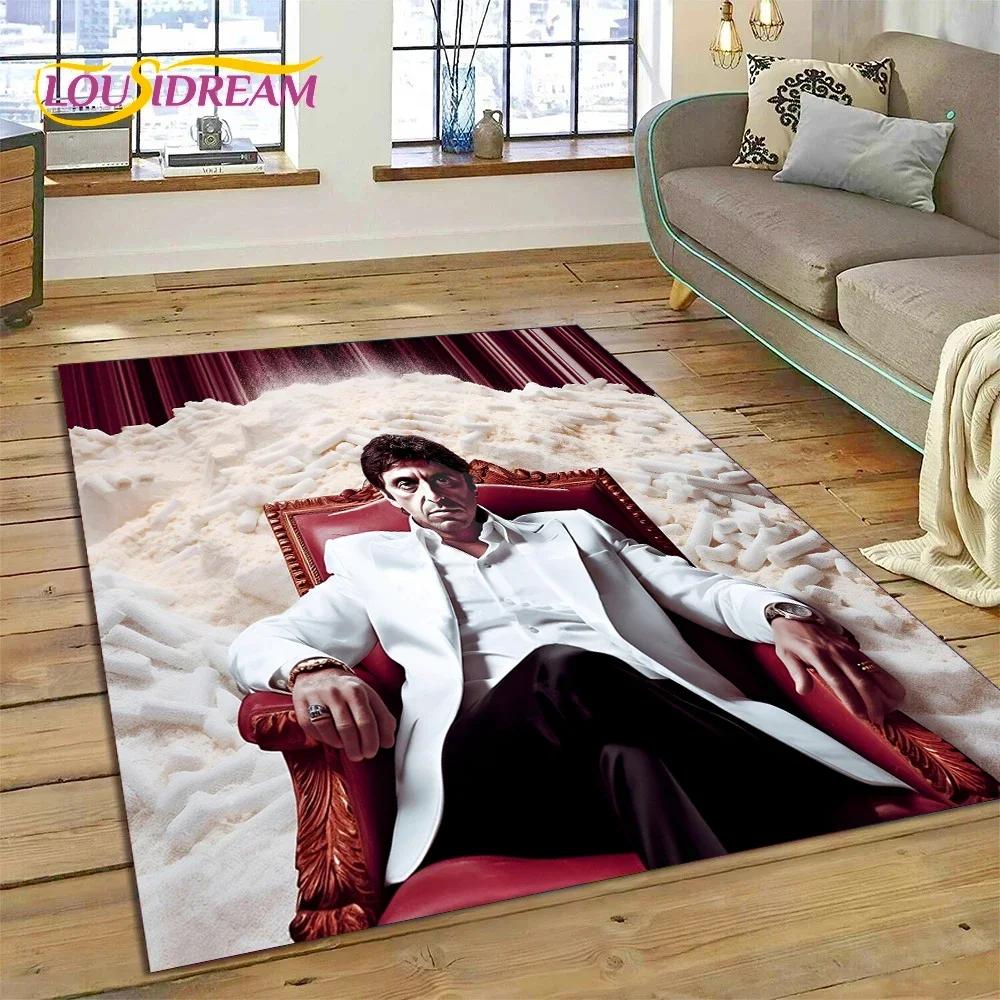 Scarface Tony 3D Printing Movie Carpet Rug for Bedroom Living Room Home Sofa Decoration,Children Game Large Decor Floor Mat Gift