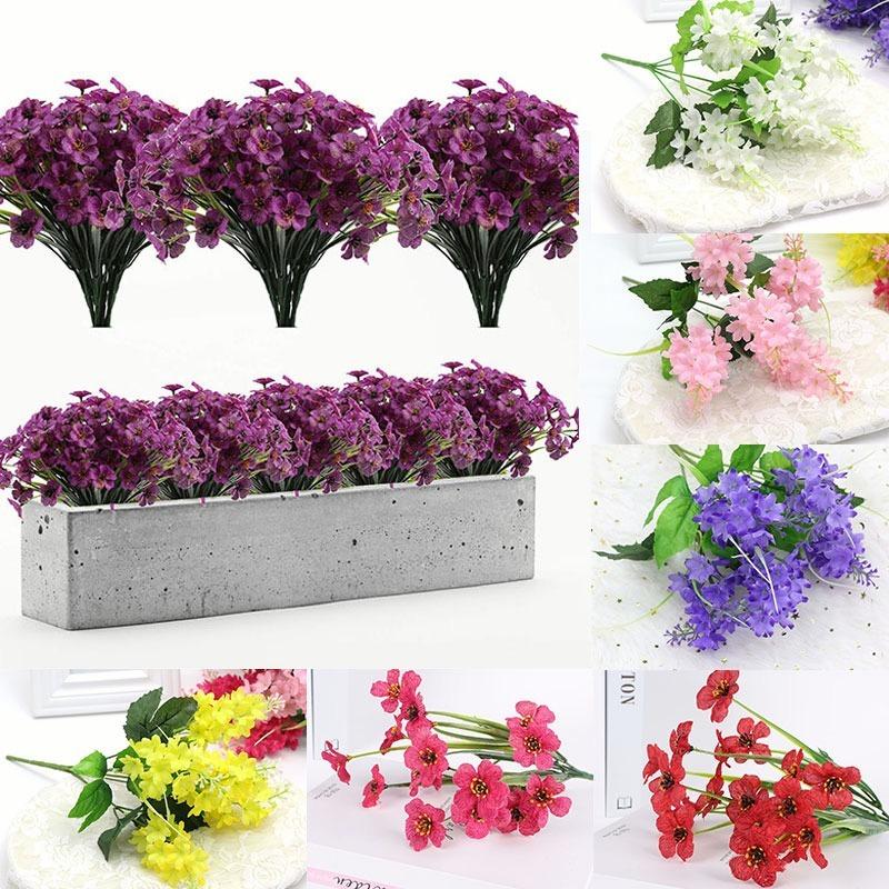 1/3 Bundle Outdoor Artificial Flowers No Fade Fake Violet Flowers for Home Outdoor Garden Patio Window Wedding Decoration