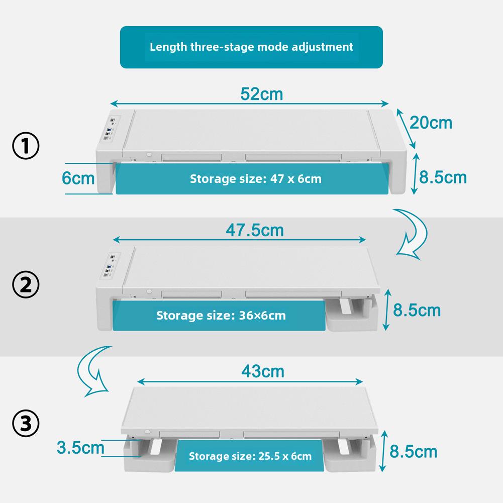 Foldable USB Docking Monitor Stand with Fast Charging & Desktop Storage