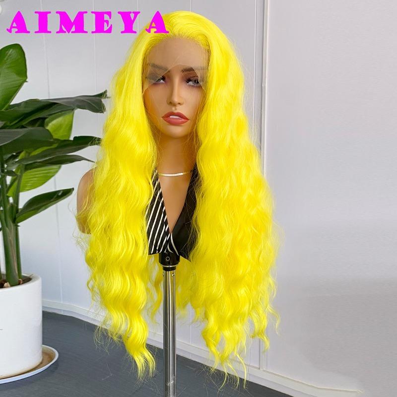 AIMEYA Burgundy Lace Wig Long Body Wave Synthetic Hair Glueless 13x4 Lace Front Wig for Women Wine Red Wigs Daily Wear Cosplay