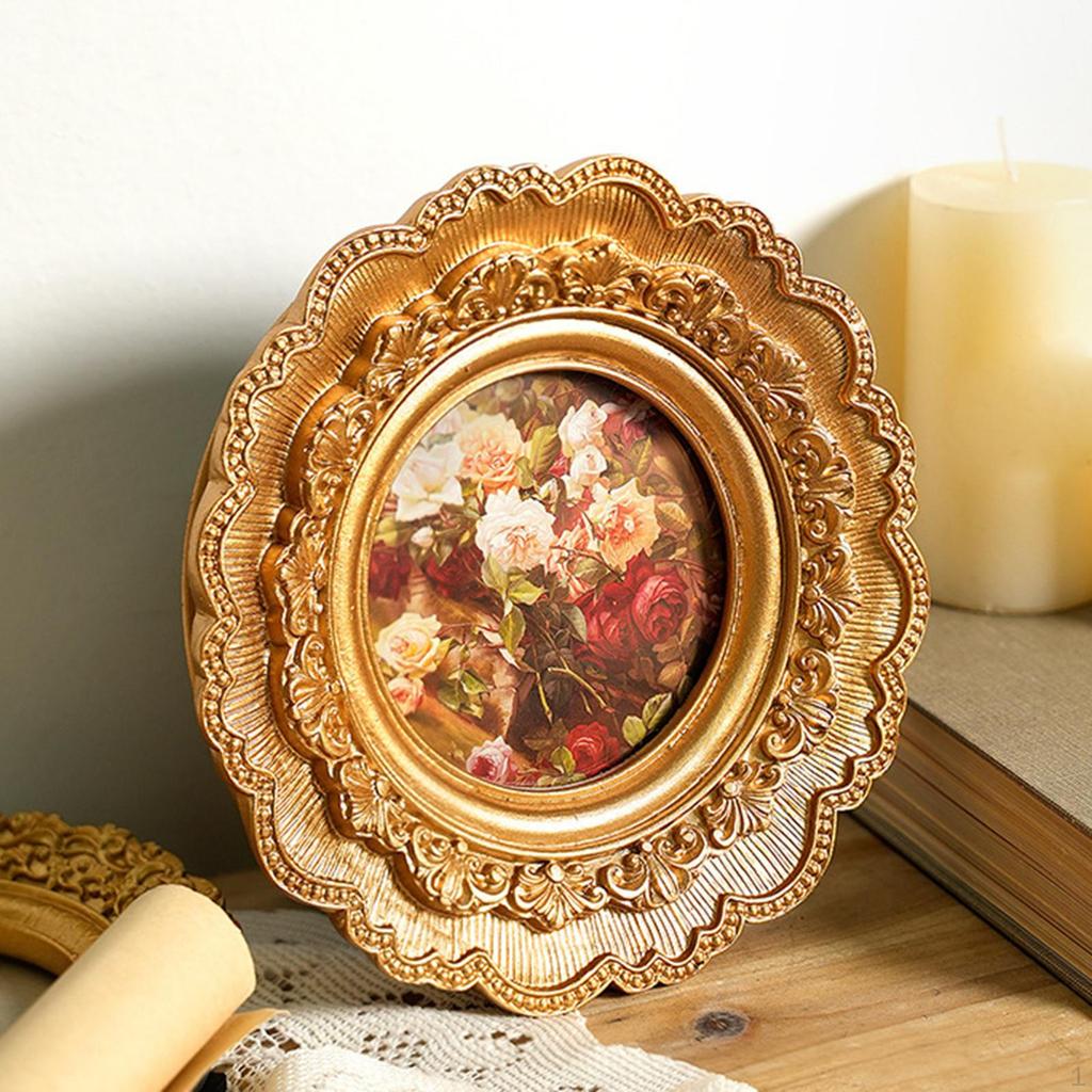 Retro Picture Frame Holder Art Supplies Creative Elegant Tabletop Decoration Embossed Photo