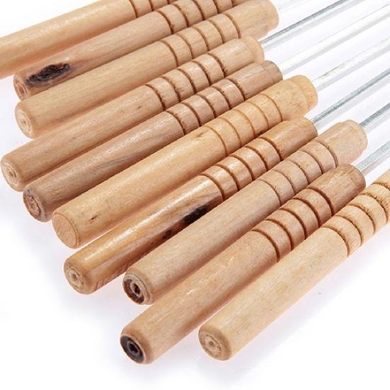 10 Stück BBQ Grill Bratnadel Bratwerkzeuge Brochette Zange Kebab Spieße
