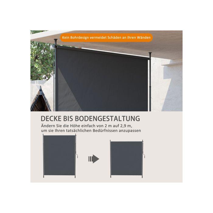 Store latéral - MUVOE - 200 x 292 cm - Hauteur réglable 215–305 cm - Polyester enduit UV40+ - Structure aluminium