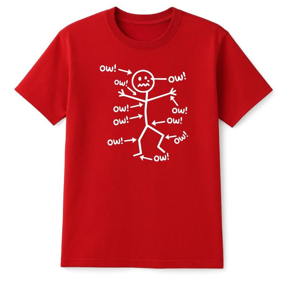 Rolig Stick Figure Ow T-shirt Sarkastisk Smärta Humor Födelsedagspresent Unisex Barn Topp