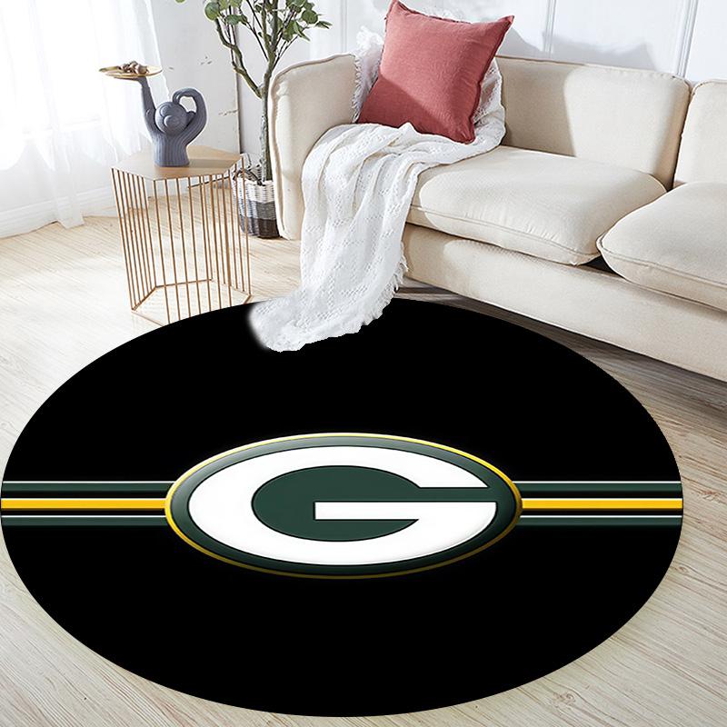 Green Bay Packers Round Area Rug,Carpet Rug for Living Room Bedroom Sofa Playroom Decor,Non-slip Floor Mat
