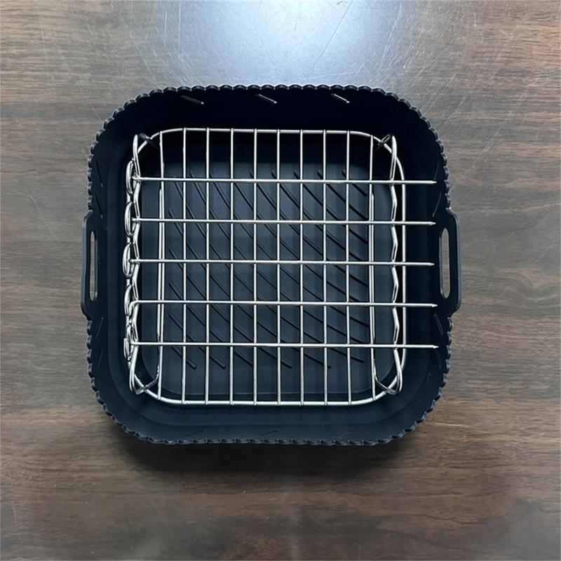 Air Fryers Pads Metal Grilling Rack Silicone Air Fryers Tray Silicone Dividers Pads Silicone Basket Perfect for Air Fryers