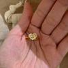 Open Ring Vintage Gold Heart Cut Yellow Zirconia Ring for Women Full Diamond Sparkling Love Jewelry
