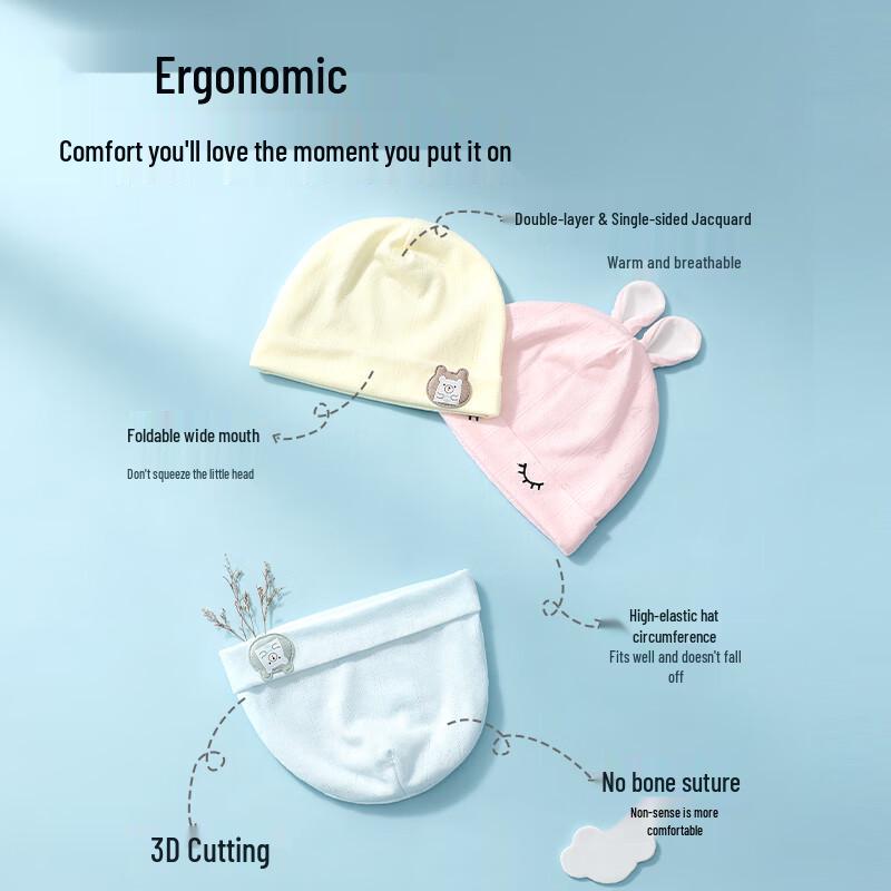 Beitaishi Newborn Baby Soft Fontanelle Protection Hat
