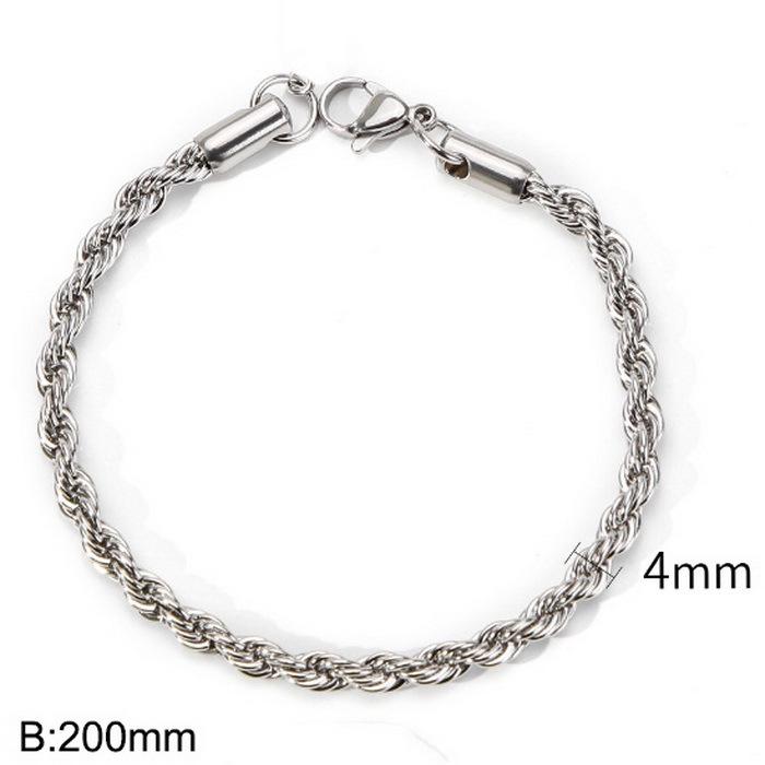 Herren 18k Vergoldetes Gedrehtes Seil Armband, 6mm Edelstahl, Schmuck im Hip-Hop-Stil.