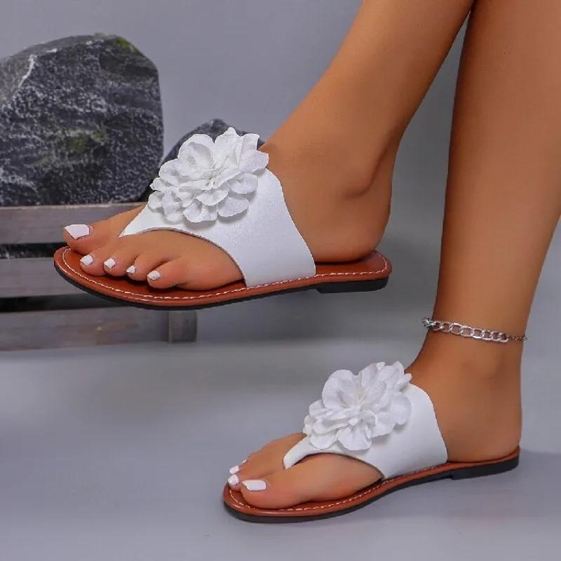 2025 Ladies Shoes Pinch Toe Women's Slippers Summer New Outdoor Beach Butterfly-knot Plus Size Best Seller Flat Slippers