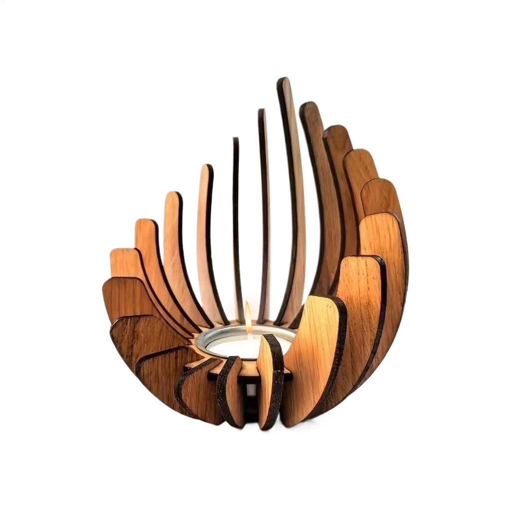 Ljusstake i trä Lotusformad Ljusstake Kreativ Ljusstake i Trä utan Ljus DIY Ljusstake i Trä Dekoration