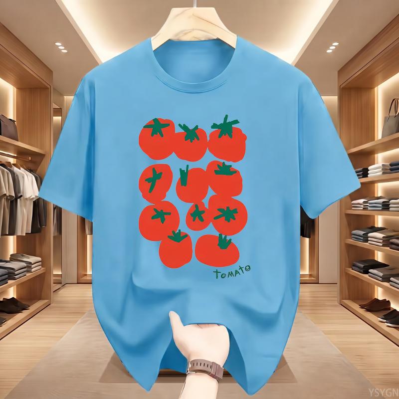 Süßes Tomaten Grafik T-Shirt Herren Sommer Lässig Kurzarm Rundhals Locker T-Shirt Gemüse Druck Oberteil