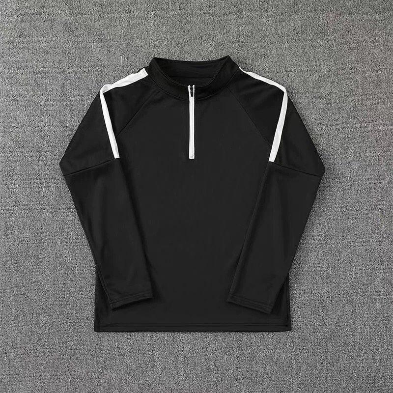 Unisex Quick-Dry Half-Zip Long-Sleeve Striped Running Top for Track and Field - Ideal for Spring/Autumn Sports or Exams