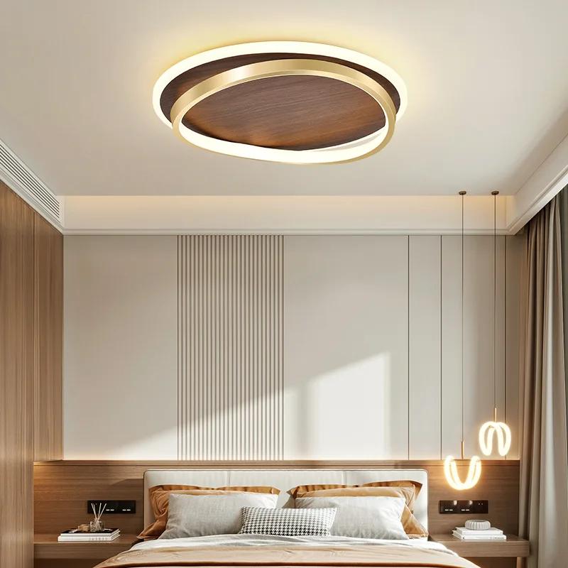 Modern LED Ceiling Light Walnut Color Chandelier For Bedroom Living Dining Room Aisle Home Decor Indoor Lighting Fixture Luster