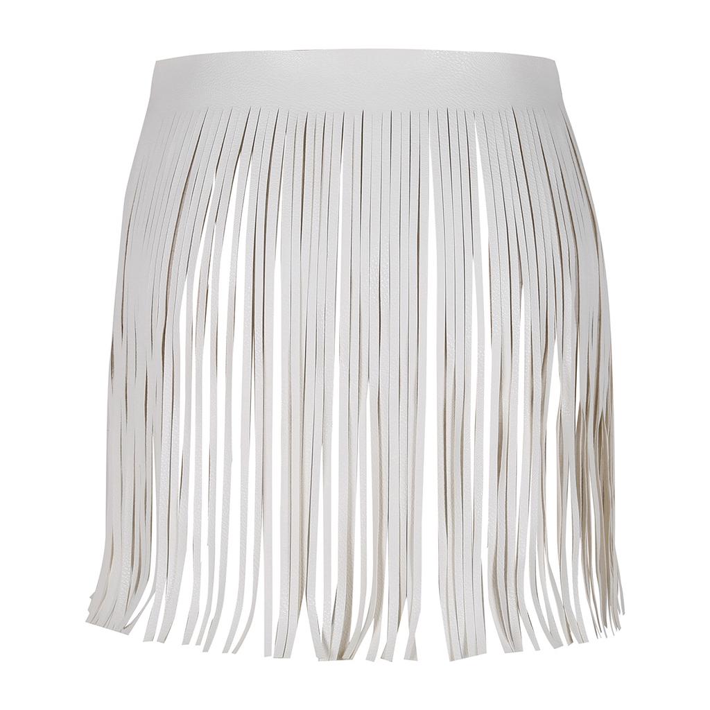 Women Adult Adjustable Faux Leather Waistband Fringe Tassel Skirt Belt Nightclub Costume Cosplay