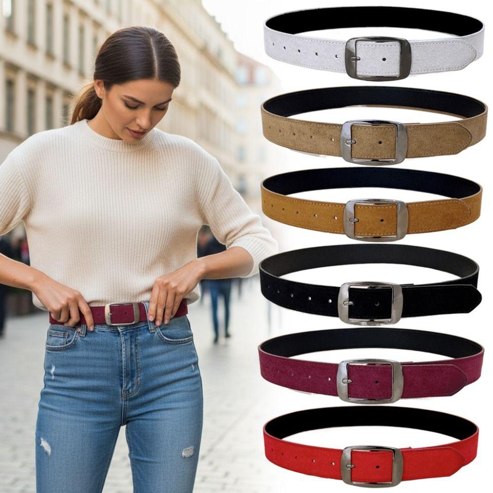 Kunstleder Wildleder Gürtel Dornschließe Breiter Bund Vintage Damen Taillengürtel Mantel Rock Dekoration