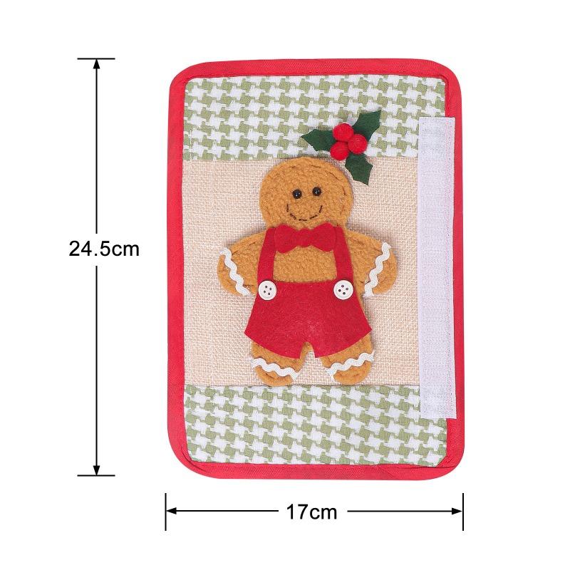 Gingerbread Man Handle Cover Holiday Handle Cover Refrigerator Door Cover Creative Christmas Decoration Supplies