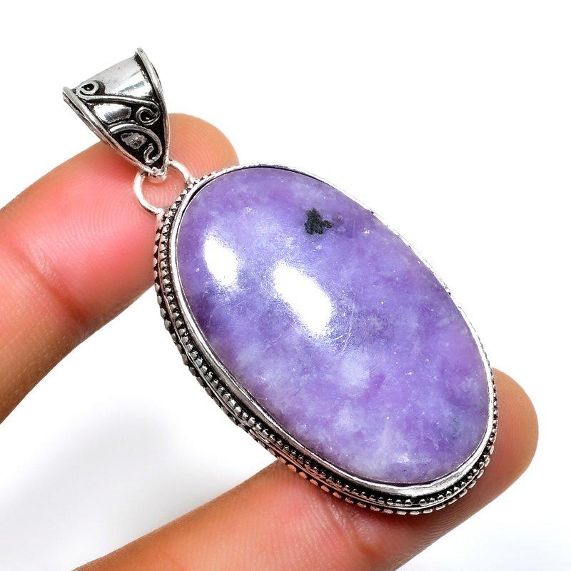 

Ювелирный кулон ручной работы с лепидолитом 925 пробы, посеребренный, 2,08 дюйма