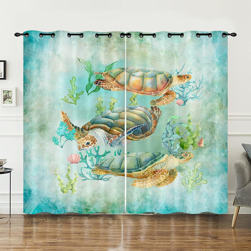 Curtains Animals Turtles Sunflower Curtains Digital Printing Blackout Curtains No Punching