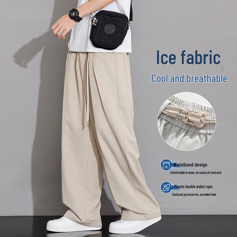 FARUISHI Men s 2026 Summer Ice Silk Loose Casual Pants XL