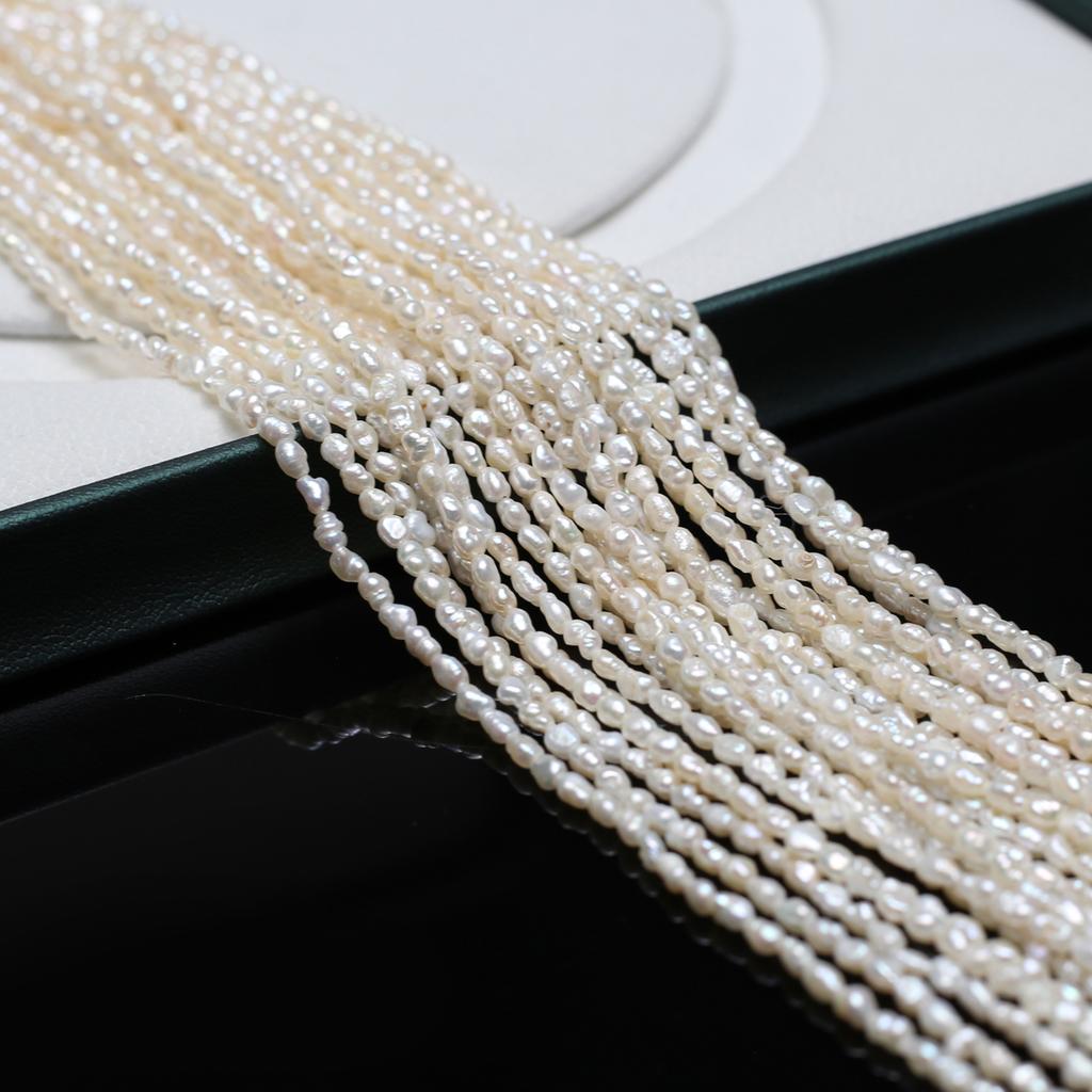 1String, White Natural Freshwater Pearls, Handmade Irregular Pearl Beads for Jewelry Making DIY Necklaces Crafts (Beads 2-3mm, Length 36cm)