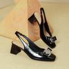 thick heel square head rear empty single shoes bag head sandals women's new temperament with high heels