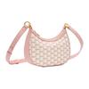 Bally Vintage Floral Zipper Closure Leather Crescent Bag Women Handbags Pink 6307413
