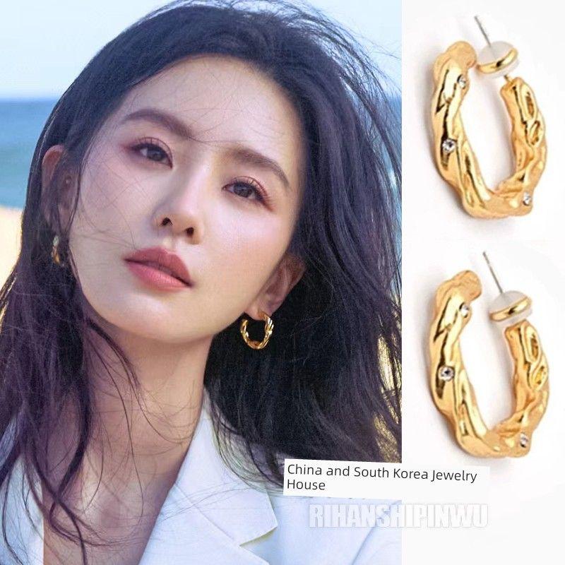 

Серьги в стиле Лю Шиши, круглые серьги-пусеты с узором «косичка», элегантные необычные серьги, дизайн для особых случаев, французское серьги-джокер 925 Tremella needle