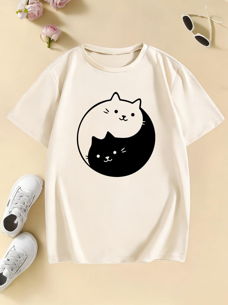 Cartoon Kawaii Cat T Shirts Manga Kids Short Sleeve Childrens Tshirt Boys Girls Summer Spring Casual Top Tee
