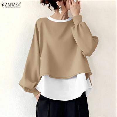 Women Round Neck Loose Casual Long Sleeve Pullover Tops
