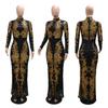 Women's Fashionable Sequined Long-sleeved Body-hugging Fishtail Dress and Slimming Dress