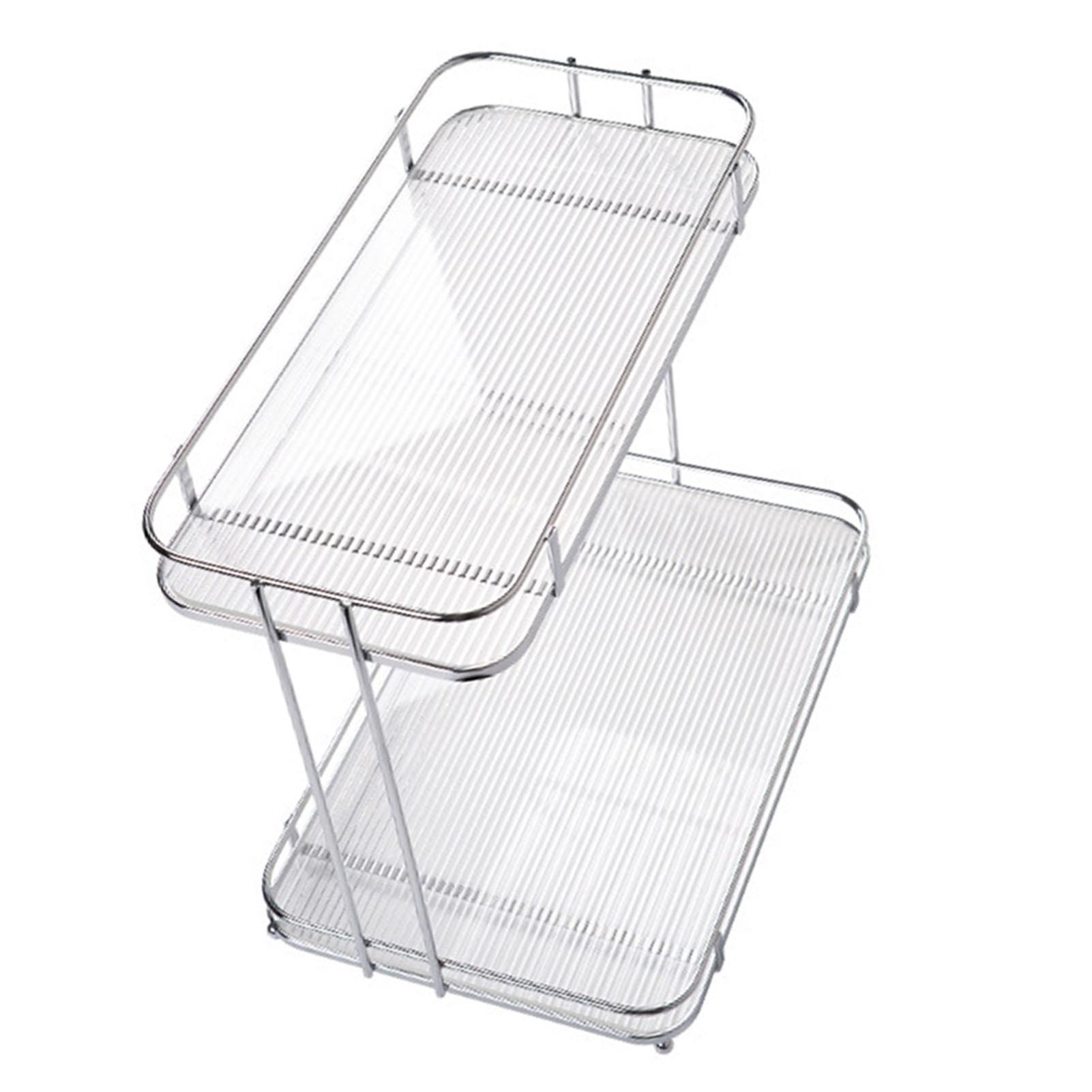 

Desktop Storage Rack Iron Acrylic 2 Tier Thickened Multifunctional Countertop Shelf for Bedroom Kitchen Bathroom