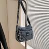 Retro lightweight denim large-capacity bag 2025 autumn new trendy women's bag casual shoulder messenger small square bag