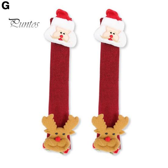 2 vnt Kalėdų šaldytuvo durų rankenos dangtelis Patvarus plaunamas daugkartinio naudojimo rankenos dangtelis šventiniam dekoravimui