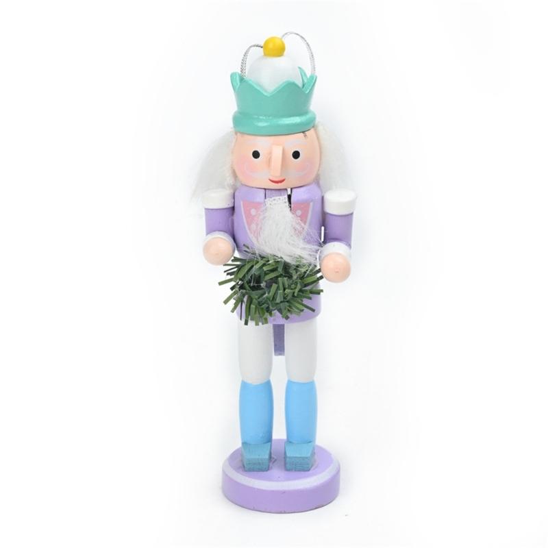 6pcs Festival Wood Soldier Figurines Holiday Nutcrackers Ornament in Soft Color for Creative Party Decoration