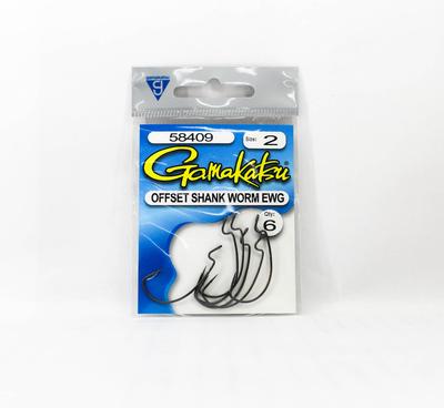 Gamakatsu 58409 Wurmhaken Offset-Schaft EWG NSB Größe 2 , 6 Stück pro Packung (9602)