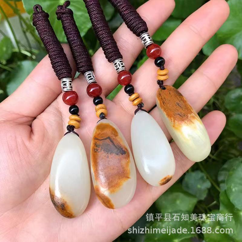 

Подвеска Подвеска Цепочка для свитера green white jade with leather