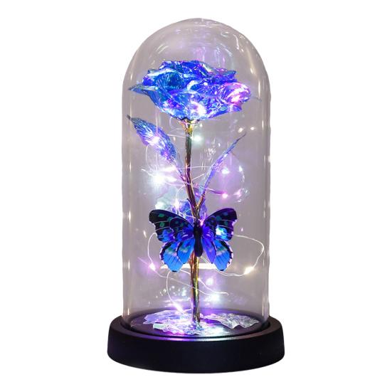 Ewige Rose in Kuppel mit LED-Licht Romantisches Leuchten Künstliche Rose Geschenk für Ehefrau Freundin Oma Jahrestag Geburtstag Valentinstag Feiertag