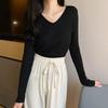 Sweater women's autumn and winter new versatile slim-fitting v-neck bottoming knitted sweater foreign style inner long-sleeved tight top